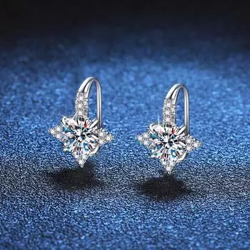 Серьги-гвоздики Light Luxury Temperament Moissanite, серьги Octet Star, женские серьги из стерлингового серебра 925 пробы с крючком серебряный