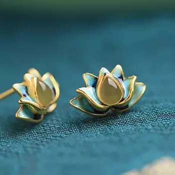 Серьги-гвоздики Lotus Hetian Jade, женские, легкие, роскошные, нишевого дизайна, изысканные, простые, для подруги