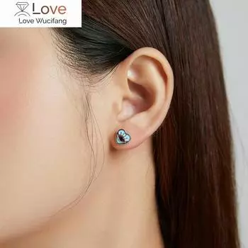 Серьги-гвоздики Love Eye из стерлингового серебра 925 пробы, синие эмалевые серьги для женщин, модные серебряные ювелирные изделия