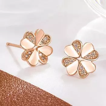 Серьги-гвоздики Love Four-Left Clover с бриллиантами, дизайн, темпераментная форма, простые модные украшения для ушей для женщин
