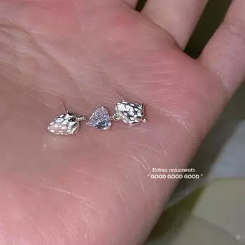 Серьги-гвоздики Love из серебра 925 пробы с цирконами, изысканные, милые, ветряные, травянистые, клубничные, костяные, легкие, роскошные, универсальные серьги 925 silver needle