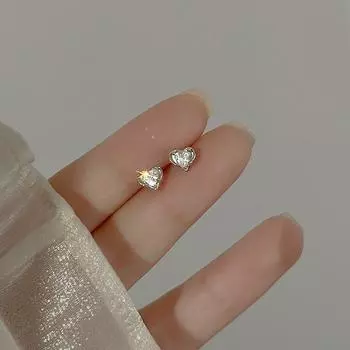 Серьги-гвоздики Love Pink Diamond, женская корейская версия, нишевые серьги-гвоздики из циркония, простые серьги Ins