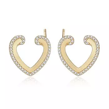 Серьги-гвоздики Love Sandblasted из стерлингового серебра S925 пробы с золотым песком Серьги Big Brand 925 silver золотой