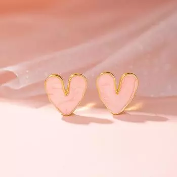 Серьги-гвоздики Love женские легкие роскошные нишевые дизайнерские серьги Sense Pink Heart Texture серьги персиковые сердечки