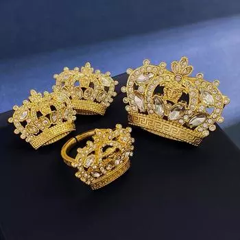 Серьги-гвоздики Medusa Micro-Diamond Hollow Crown, женские, в стиле Court, преувеличенные, благородные, комплект из латуни