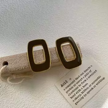 Серьги-гвоздики Metal Wind Hollow Geometric Square Drop Glaze, универсальные серьги, серьги с подвеской, серьги Advanced Temperament