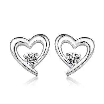 Серьги-гвоздики, модные универсальные серьги-гвоздики в форме сердца, женские нишевые легкие роскошные серьги-гвоздики из стерлингового серебра 925 пробы 925 Silver белого золота