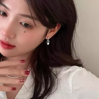 Серьги-гвоздики Niche clear cold wind blue из натурального камня женские легкие роскошные серьги с нерегулярным жемчугом высокого качества универсальные серьги copper