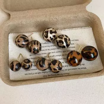 Серьги-гвоздики Niche Design Sense с леопардовым принтом из смолы, женские, ретро, легкие, роскошные, модные, универсальные серьги