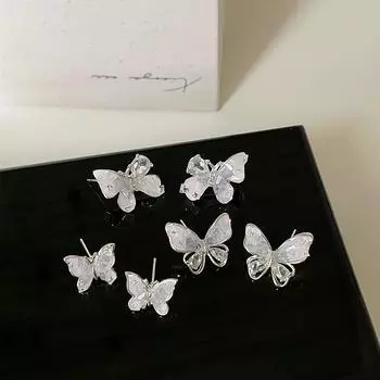 Серьги-гвоздики Niche Design Sense с кристаллами циркония и бабочками, женские, легкие, роскошные, ретро, изысканные, элегантные, высокотемпераментные серьги