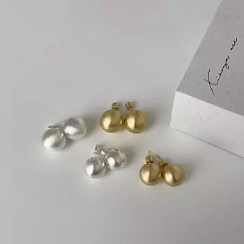 Серьги-гвоздики Niche Design Sense с матовыми металлическими шариками, женские, индивидуальные, простые, темпераментные, элегантные, модные, универсальные серьги