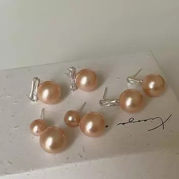 Серьги-гвоздики Niche Design Sense с розовым жемчугом и цирконием, женские, ретро, элегантные, с высоким темпераментом, универсальные серьги