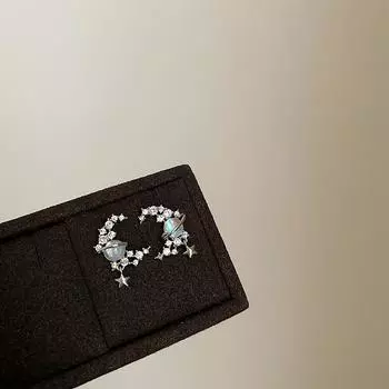 Серьги-гвоздики Niche Design Sense Star Moon Zircon, женские, индивидуальные, уникальные, изысканные, элегантные, темпераментные, модные, универсальные серьги