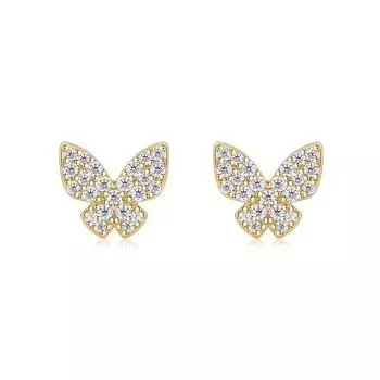 Серьги-гвоздики Niche Design, женские, серебряные, позолоченные, Ins Style, модные, бабочки, муассанитовые серьги