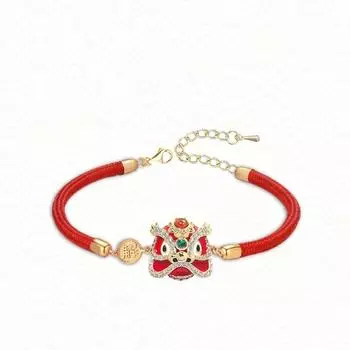 Серьги-гвоздики Новый год Пробуждение Льва Цинковый сплав Цинковые серьги Ручная веревка Женский браслет Браслет в китайском стиле red bracelet