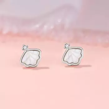 Серьги-гвоздики One Beizi женские легкие роскошные серьги-гвоздики с нишевым дизайном Sense Temperament Commuting Zircon Small Fresh Shell