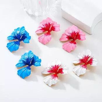 Серьги-гвоздики Pinkdudu Summer Alloy Drip Oil Flower в европейско-американском стиле, преувеличенные легкие, роскошные, элегантные серьги PD2175 белый