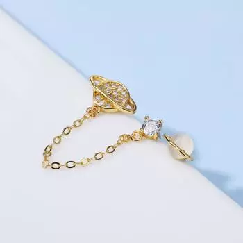 Серьги-гвоздики Planet Chain Double Ear Punch, асимметричный дизайн, новый стиль, темперамент
