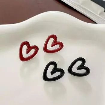 Серьги-гвоздики Red Love, женские серьги-гвоздики в стиле «темперамент», серьги-гвоздики в стиле ретро с маленьким персиковым сердечком, украшения для ушей