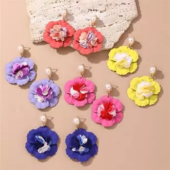 Серьги-гвоздики ручной работы с камелией и цветочным жемчугом, женские модные темпераментные корейские простые красочные серьги, ювелирные изделия, лето 2022, бижутерия жёлтый