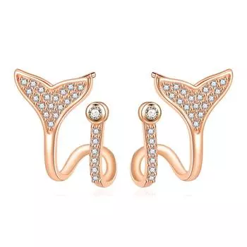 Серьги-гвоздики «рыбий хвост» с микроинкрустацией цирконием Niche Temperament, женские изысканные маленькие и милые серьги
