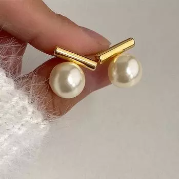 Серьги-гвоздики S925 с серебряной иглой и геометрическим бисером для женщин, классические ювелирные изделия, минималистичные аксессуары золотой