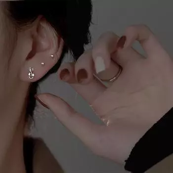 Серьги-гвоздики S925 с серебряным покрытием, трехмерные серьги-гвоздики с котенком в корейском стиле, простые будуарные маленькие серьги с холодным ветром, модный стиль