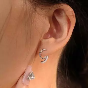 Серьги-гвоздики S925 с серебряным покрытием, корейская версия, простые линии, серьги-гвоздики с бриллиантами и вставками из циркона, серьги-гвоздики с геометрической дугой