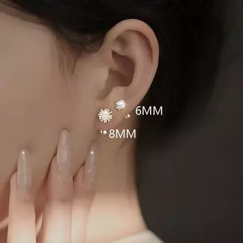 Серьги-гвоздики S925 с серебряным покрытием, маленькие свежие серьги-гвоздики в садовом стиле с винтовым креплением, серьги-гвоздики в виде одуванчика, серьги-гвоздики с цветами, подарок на день рождения BFF