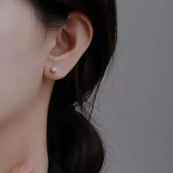 Серьги-гвоздики S925 с серебряным покрытием, корейские модные трехмерные маленькие круглые серьги с белыми шариками и открытым замком