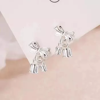 Серьги-гвоздики S999 Foot Silver корейской версии, женские серьги-гвоздики Sweet Temperament, не нужно снимать серьги во время сна серебряный