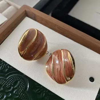 Серьги-гвоздики с эмалевой каплей и глазурью Атмосферные серьги высокого класса Модные ретро-серьги в гонконгском стиле Темпераментные серьги Майяра красный