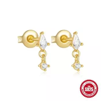 Серьги-гвоздики с асимметричным крестом и октаграммой из серебряного цветного циркония S925, высококачественные серьги-гвоздики из стерлингового серебра для женщин 925 Silver