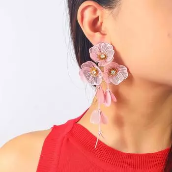 Серьги-гвоздики с бахромой из циркония и стальными иглами в виде лепестков цветов, маленькие, свежие и милые, индивидуальные серьги, серьги в стиле отпуска серебряный