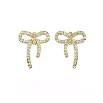 Серьги-гвоздики с бантиками из серебра 925 пробы, изысканные серьги класса люкс, маленькие, супер феерические, универсальные серьги Ins 925 Silver