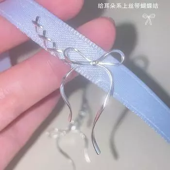 Серьги-гвоздики с бантиками из серебра 925 пробы, женские простые, нишевые, милые, темпераментные серьги, изысканные, высококачественные серьги 925 silver needles