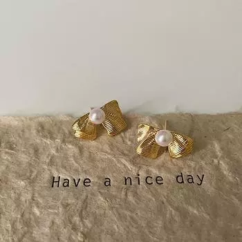 Серьги-гвоздики с бантом и жемчугом в стиле ретро, женские, легкие, роскошные, элегантные, нежные, индивидуальные серьги