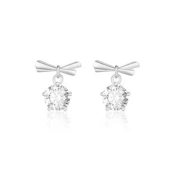 Серьги-гвоздики с бантом из циркония, женские серьги-узлы Cold Wind Girl, темпераментные летние серьги Niche Design с бриллиантами