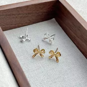 Серьги-гвоздики с бантом из ленты, ювелирные изделия, аксессуары для пирсинга, серьги-гвоздики с маленьким бантом для женщин серебряный