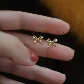 Серьги-гвоздики с бантом из стерлингового серебра S925 пробы для женщин, необычный дизайн, легкие, роскошные, маленькие, изящные серьги 925