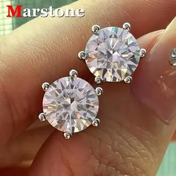 Серьги-гвоздики с бриллиантами 0,5-2 карата из муассанита цвета D для женщин, оригинальные серьги-гвоздики из серебра 925 пробы и белого золота 18 карат, подарок девушке высшего качества 0.5ct-5mm белый