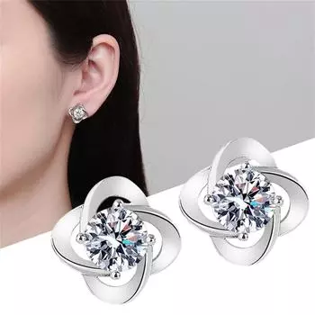 Серьги-гвоздики с бриллиантами и цирконием, гипоаллергенные серьги-гвоздики для женщин, изящные украшения, наполнители для чулок One Size