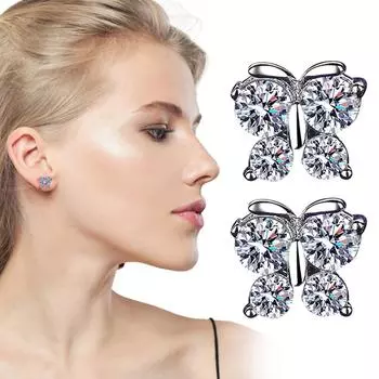 Серьги-гвоздики с бриллиантами и цирконием, гипоаллергенные серьги-гвоздики для женщин, изящные украшения, наполнители для чулок One Size