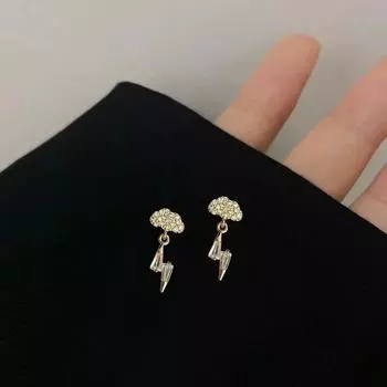 Серьги-гвоздики с бриллиантами и молниями из стерлингового серебра 925 пробы, женские серьги в форме облака, подходящие всем любителям пригородных путешествий 925