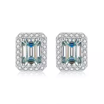 Серьги-гвоздики с бриллиантами из стерлингового серебра 925 пробы, 2 карата, цветной муассанит, 100% пройденный тест, для женщин и мужчин