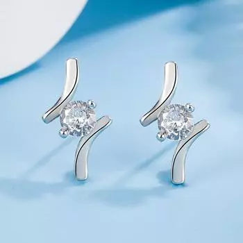 Серьги-гвоздики с бриллиантами, модный и простой дизайн с инкрустацией, легкие роскошные серьги высшего качества.