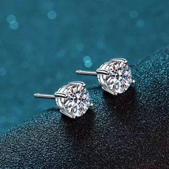 Серьги-гвоздики с бриллиантами S925 Classic 4 Prongs 0.5/1/1.5ct F color Moissanite VVS Fine Jewelry с сертификатом для женщин
