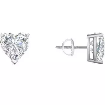 Серьги-гвоздики с бриллиантами в форме сердца 5,50 карат из цельного белого золота 14 карат с винтовой застежкой для женских праздничных нарядов, ювелирные изделия 15MM серебряный