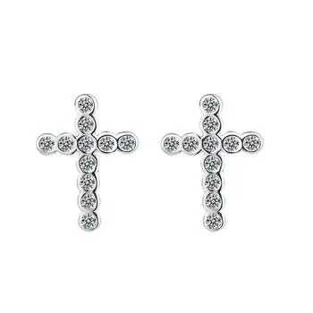 Серьги-гвоздики с бриллиантами в форме креста из стерлингового серебра 925 пробы в корейском стиле, персонализированные, подходящие друг другу, серьги в парном стиле, серебряные ювелирные изделия 925