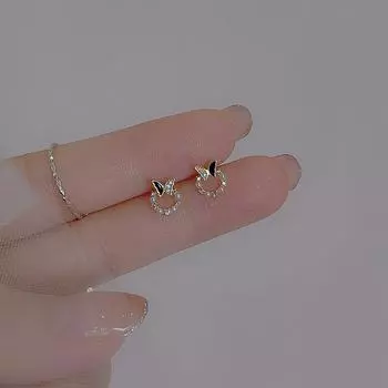 Серьги-гвоздики с бриллиантами в виде бабочек, женские летние серьги Niche Design Sense Zircon Circle, серьги с бриллиантами Flash